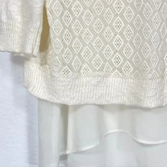 Lucky Brand 3/4 Sleeve Mixed Media Lace w/ Sheer Underlay Sweater Size Small - Picture 3 of 7